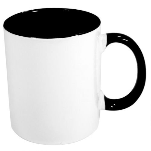 Caneca Porcelana com alça e interno preto